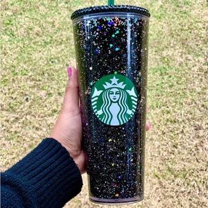 Black snowglobe slow flow with rhinestone lid